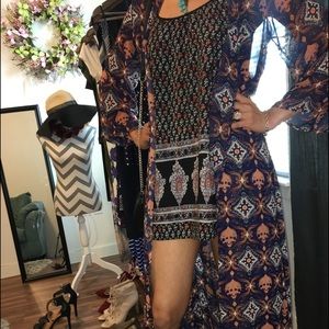 Mixed print kimono